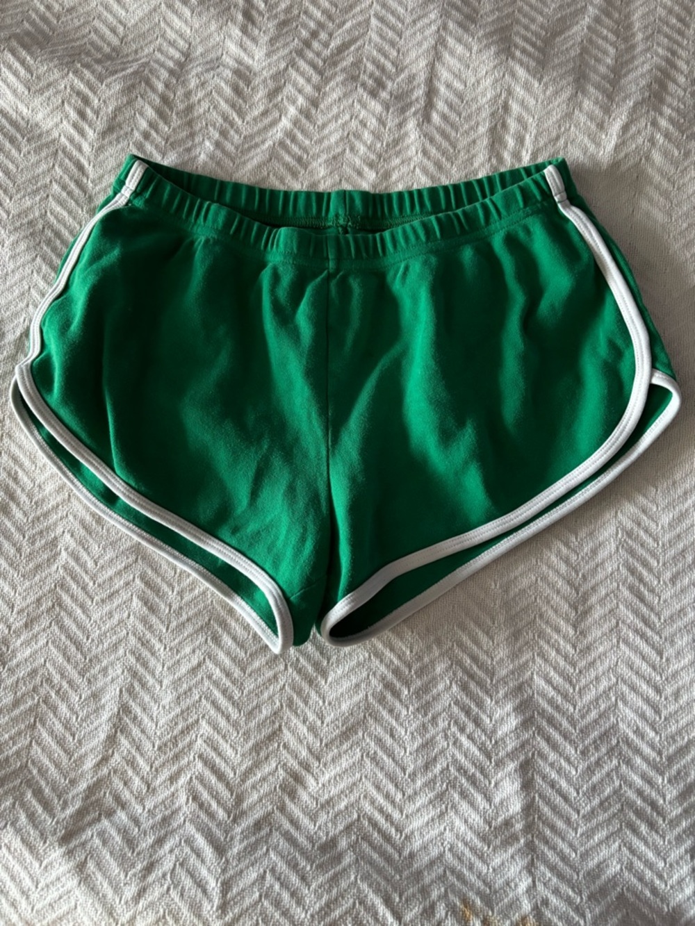 Women’s Green Athletic Shorts with White Trim